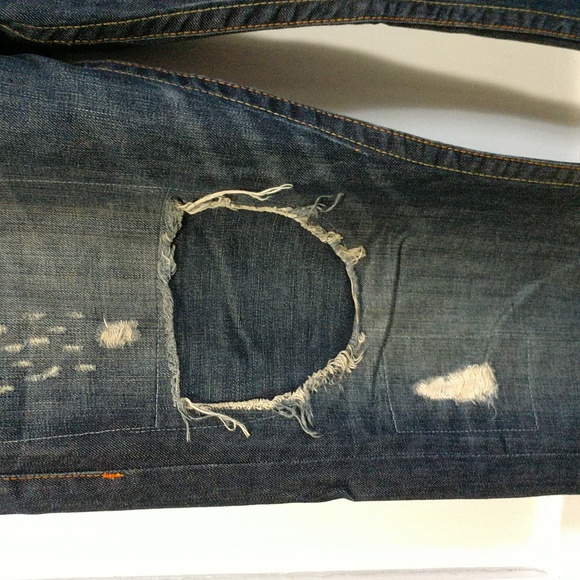 True Religion World Tour Vintage Straight Jean Pant Distressed Destroyed Size 38 - Picture 11 of 17